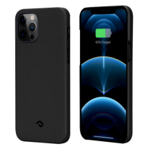 Чехол Pitaka MagEZ Case для iPhone 12/12 Pro 6.1", черно-серый (шахматное плетение), кевлар (арамид)